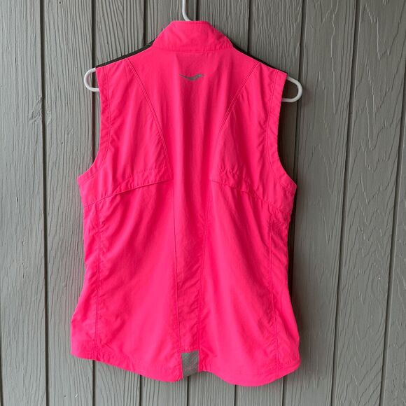 Saucony ViZiPRO Running Vest Neon Pink Reflective Windbreaker Sz M - Picture 3 of 13